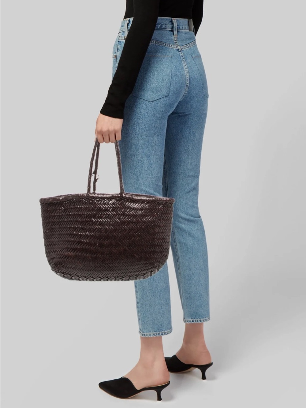 Dragon Diffusion Brown Handwoven Buffalo Calf Leather Tote Bag OS